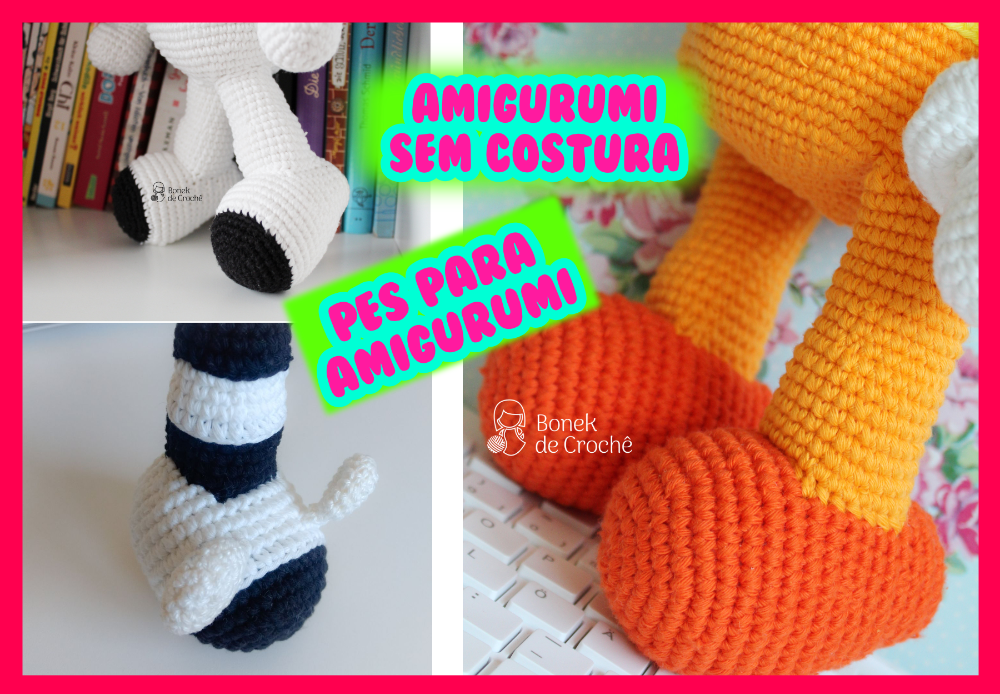 Amigurumi sem costura- Pé para Amigurumi + troca de cor&nbsp;PERFEITA!