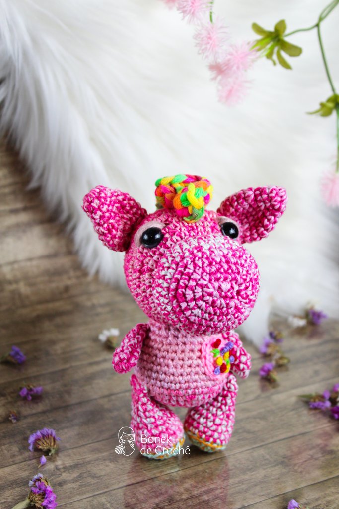 Rainbow the Hippo is a cute stuffed doll that is looking for its new best friend. Rainbow has a few of stories to tell of your adventure in Africa, where he lived!
He is a unique, beautiful and smart, hand knit Hippo soft colorful yarn, filled with non-allergenic of holofiber